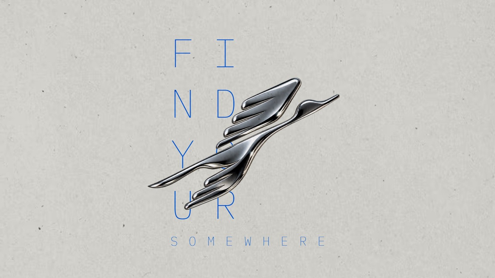 Forge Destinations — chrome bird on textured paper